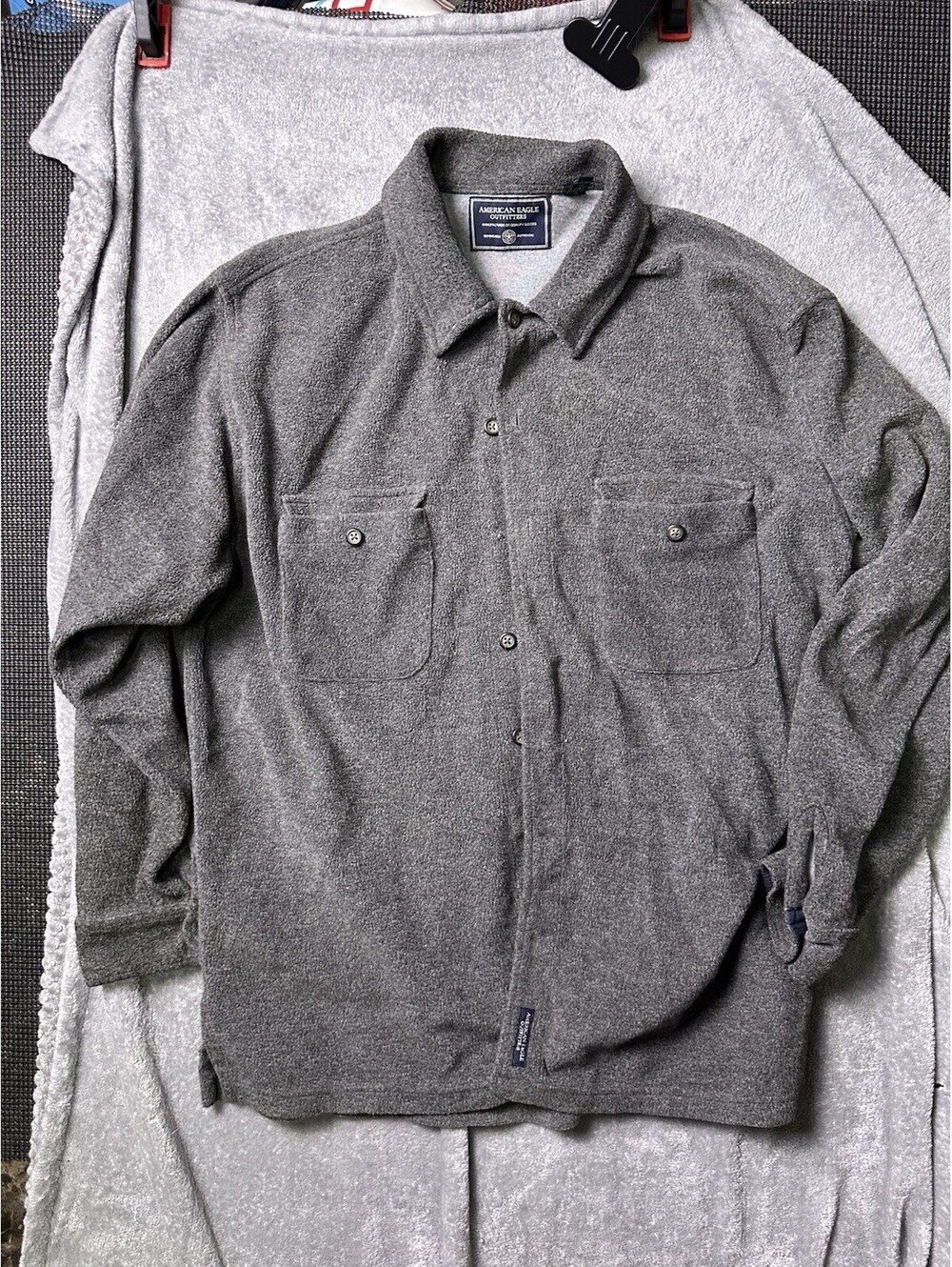 Vintage American Eagle Outfitters Fleece Shirt Jacket XL Gray Y2K Outdoors